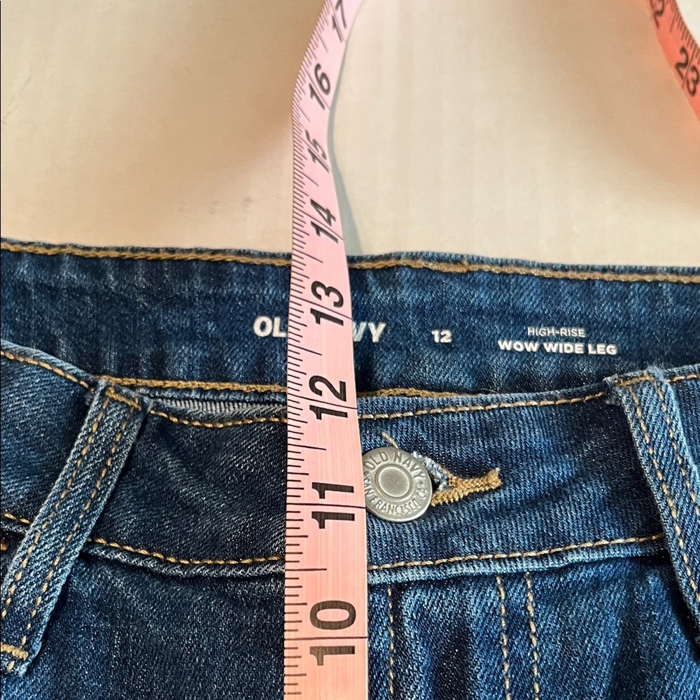 Old Navy Blue Wow High Rise Wide-Leg Jeans 12 - Picture 9 of 11
